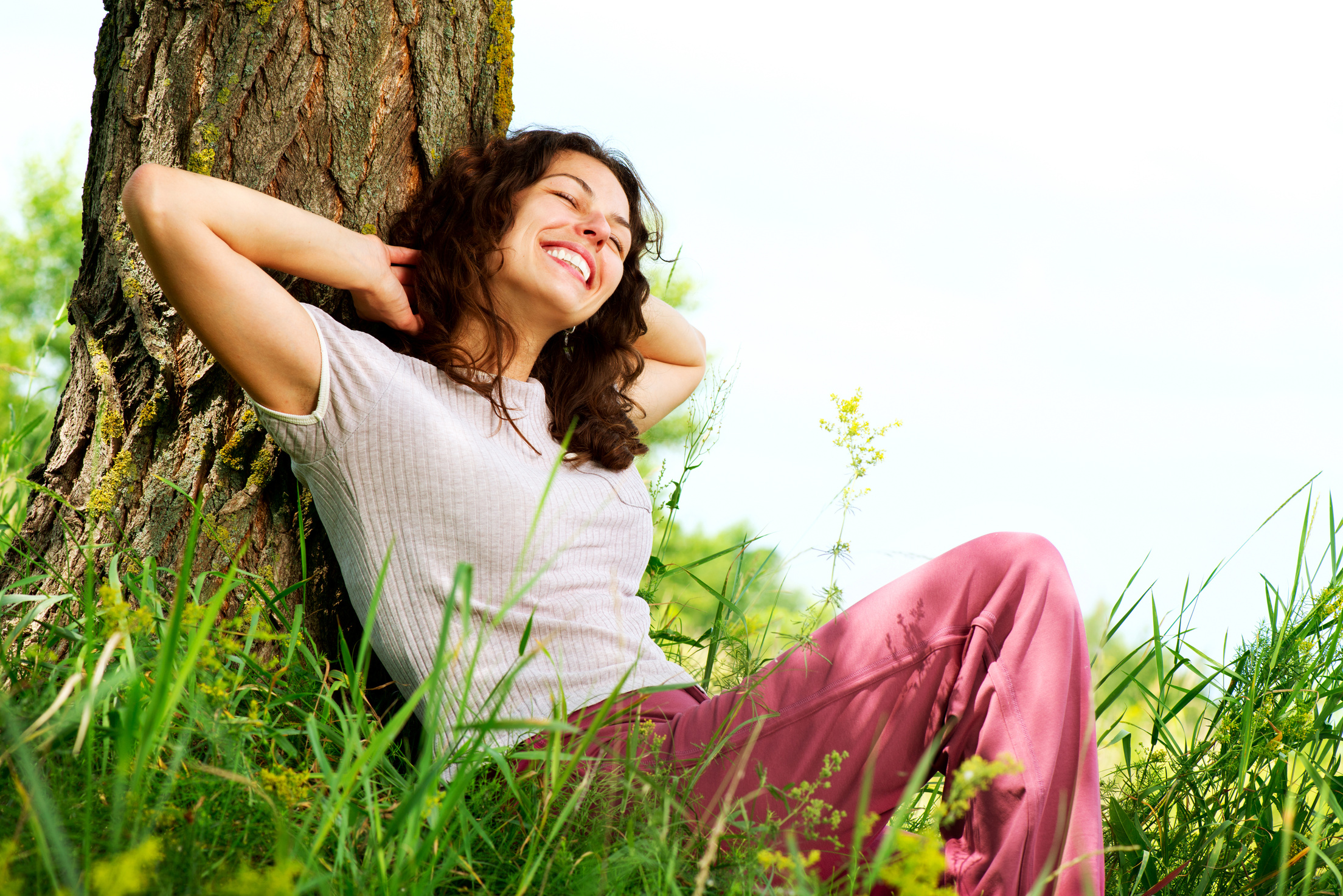 Woman Relaxing Outdoors Nature